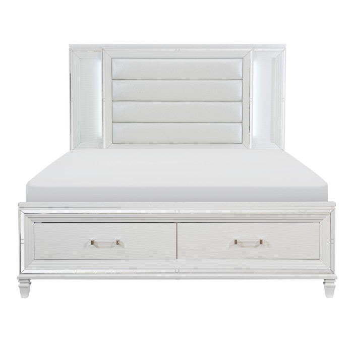 Tamsin White Queen Platform Bed&Footboard Storage - Ornate Home