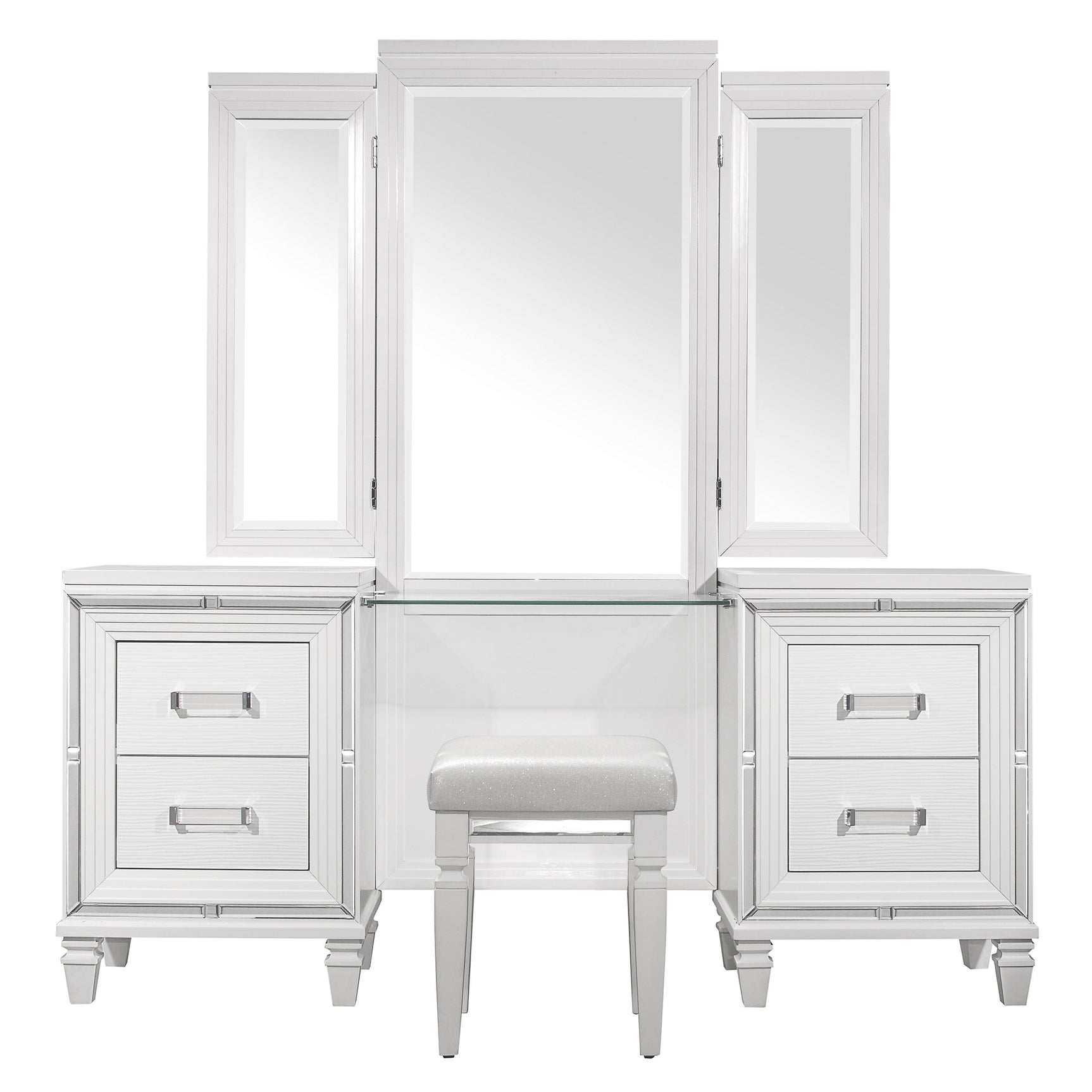 Tamsin White Vanity Dresser with Mirror - Ornate Home