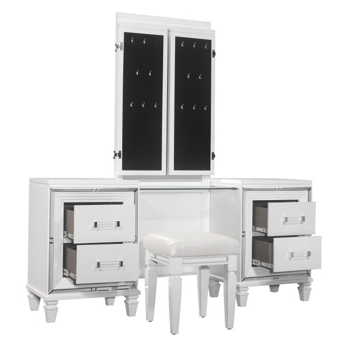 Tamsin White Vanity Dresser with Mirror - Ornate Home