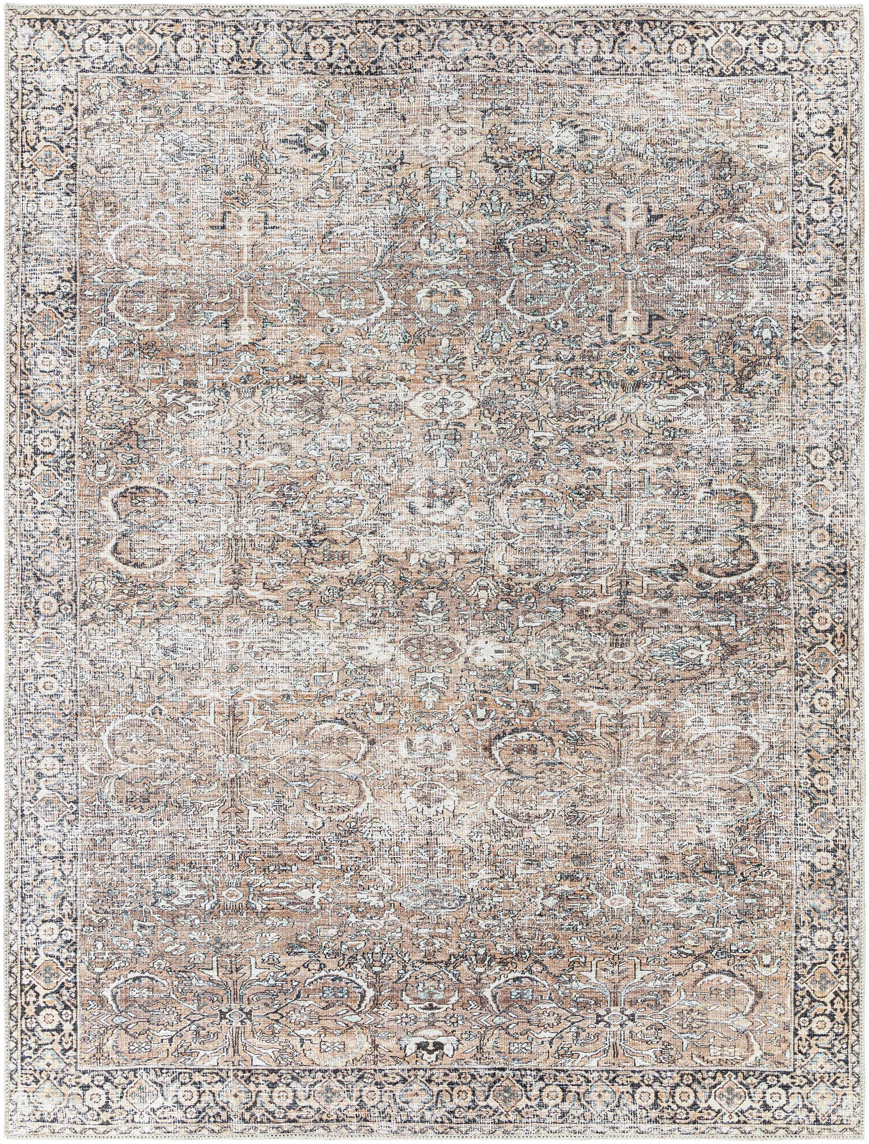 Tan Jill Vintage Washable Area Rug - Clearance - Ornate Home