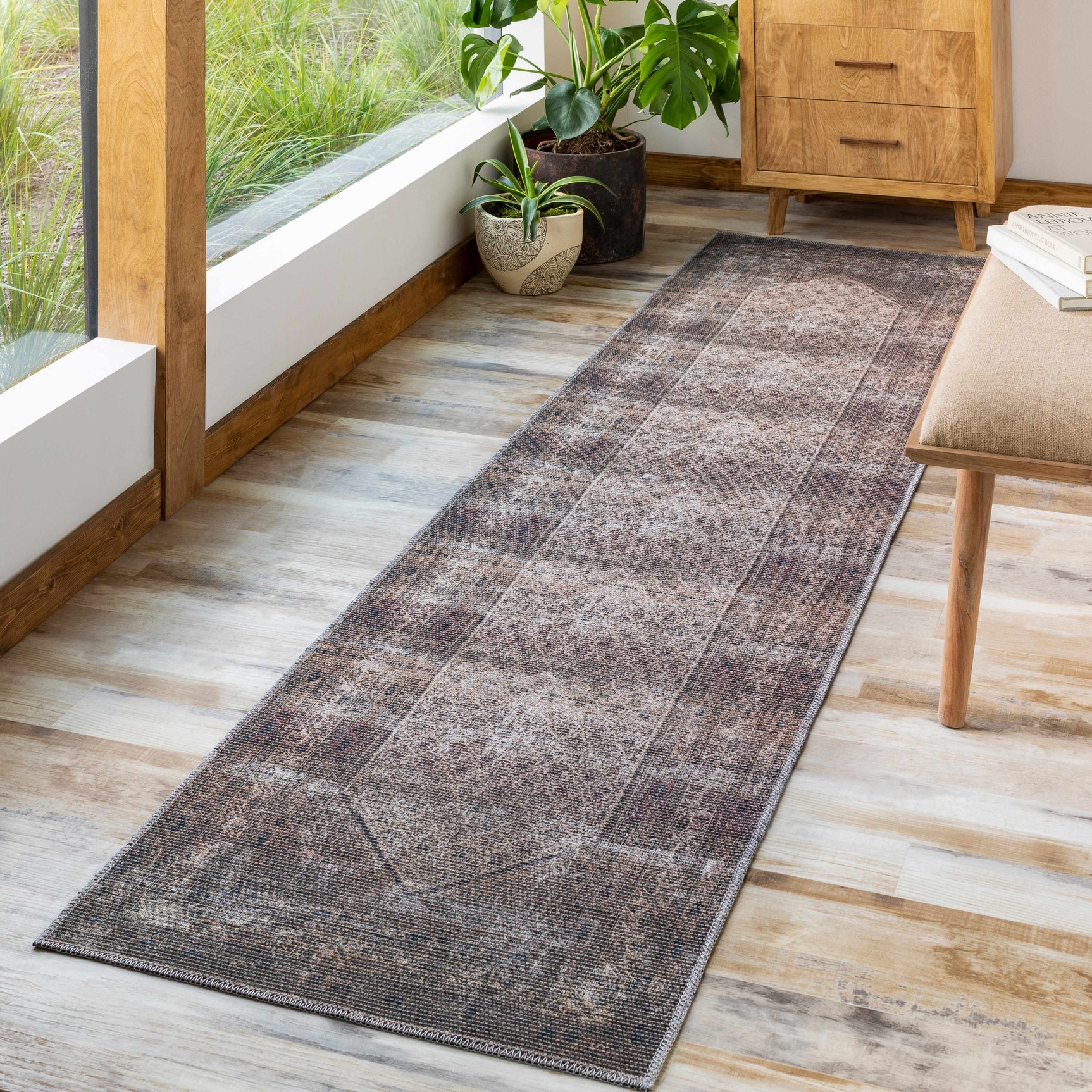 Tan Ormstown Distressed Washable Area Rug - Clearance - Ornate Home