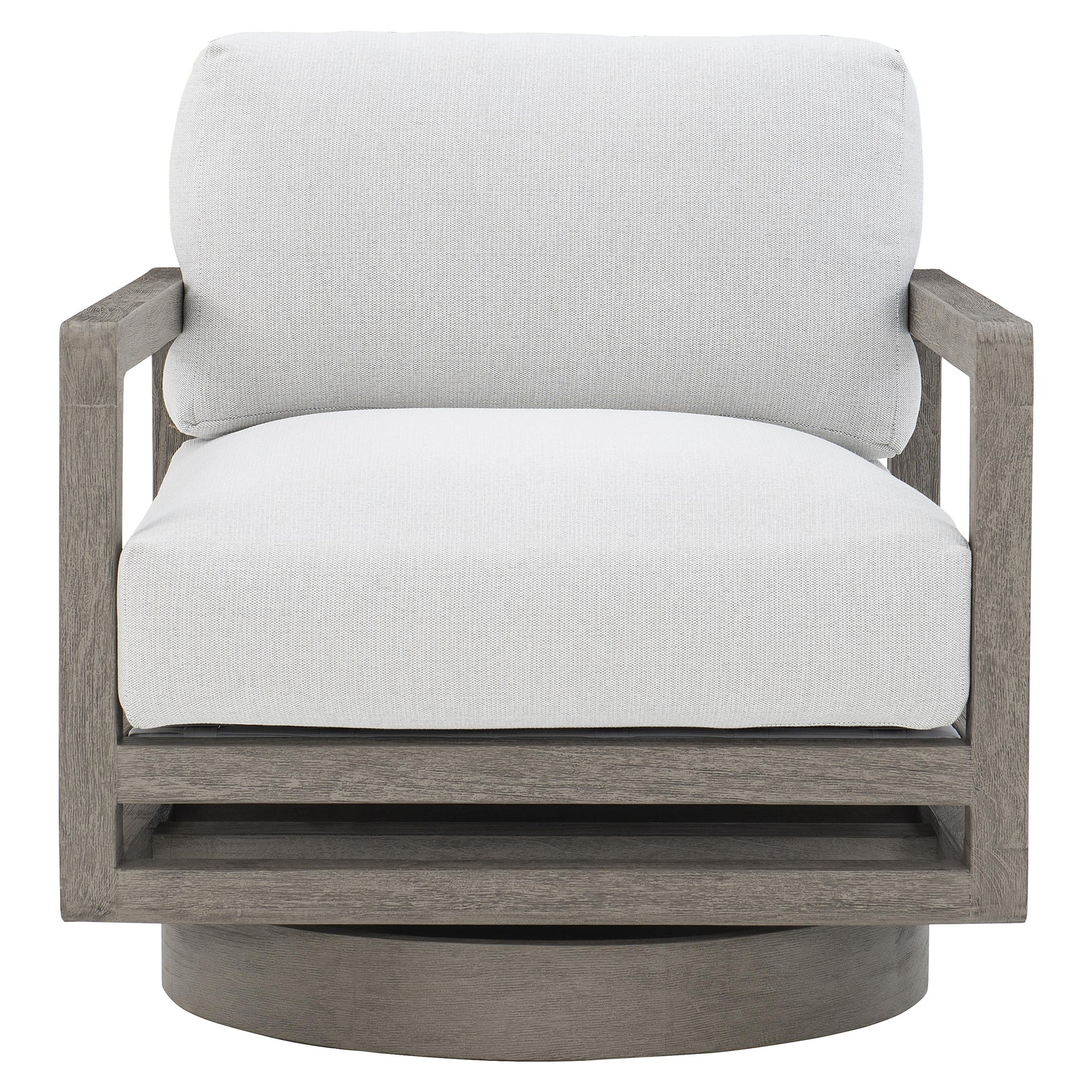 Tanah Weathered Teak/White/Cream Outdoor Swivel Chair - Ornate Home