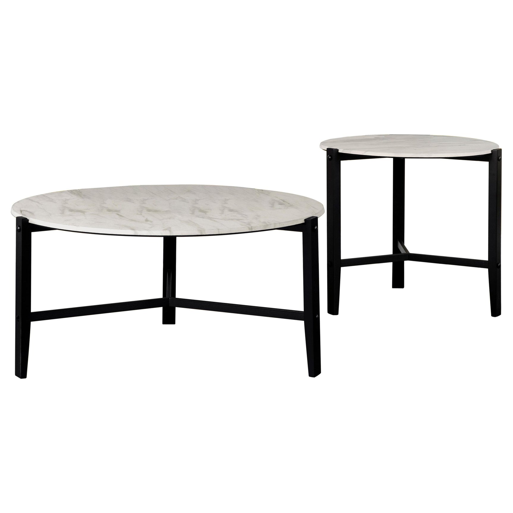 Tandi White 2-piece Faux Marble Coffee and End Table Set - Ornate Home