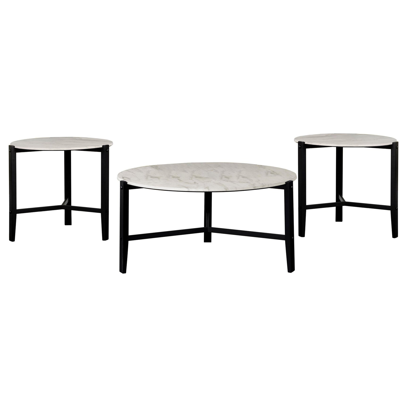 Tandi White 3-piece Faux Marble Coffee and End Table Set - Ornate Home