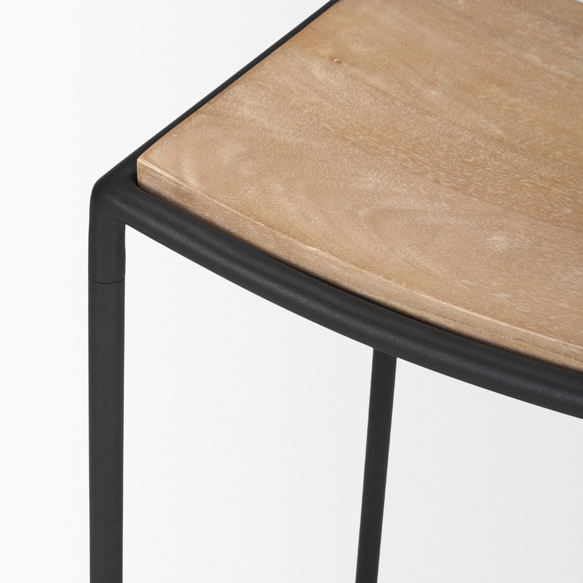 Taniel Light Brown/Black Wood Metal Counter Stool