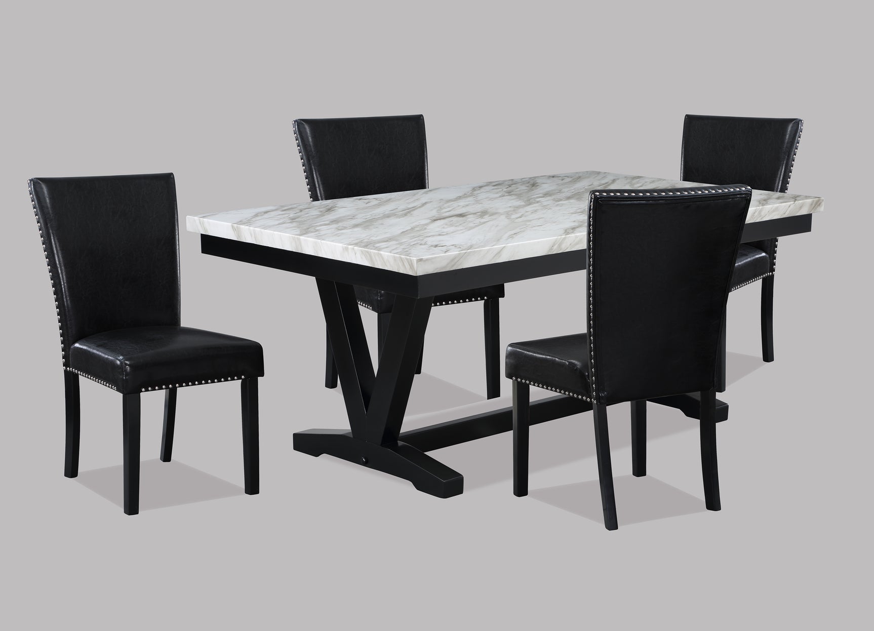 Tanner Black/White Faux Marble Top Dining Set - Ornate Home