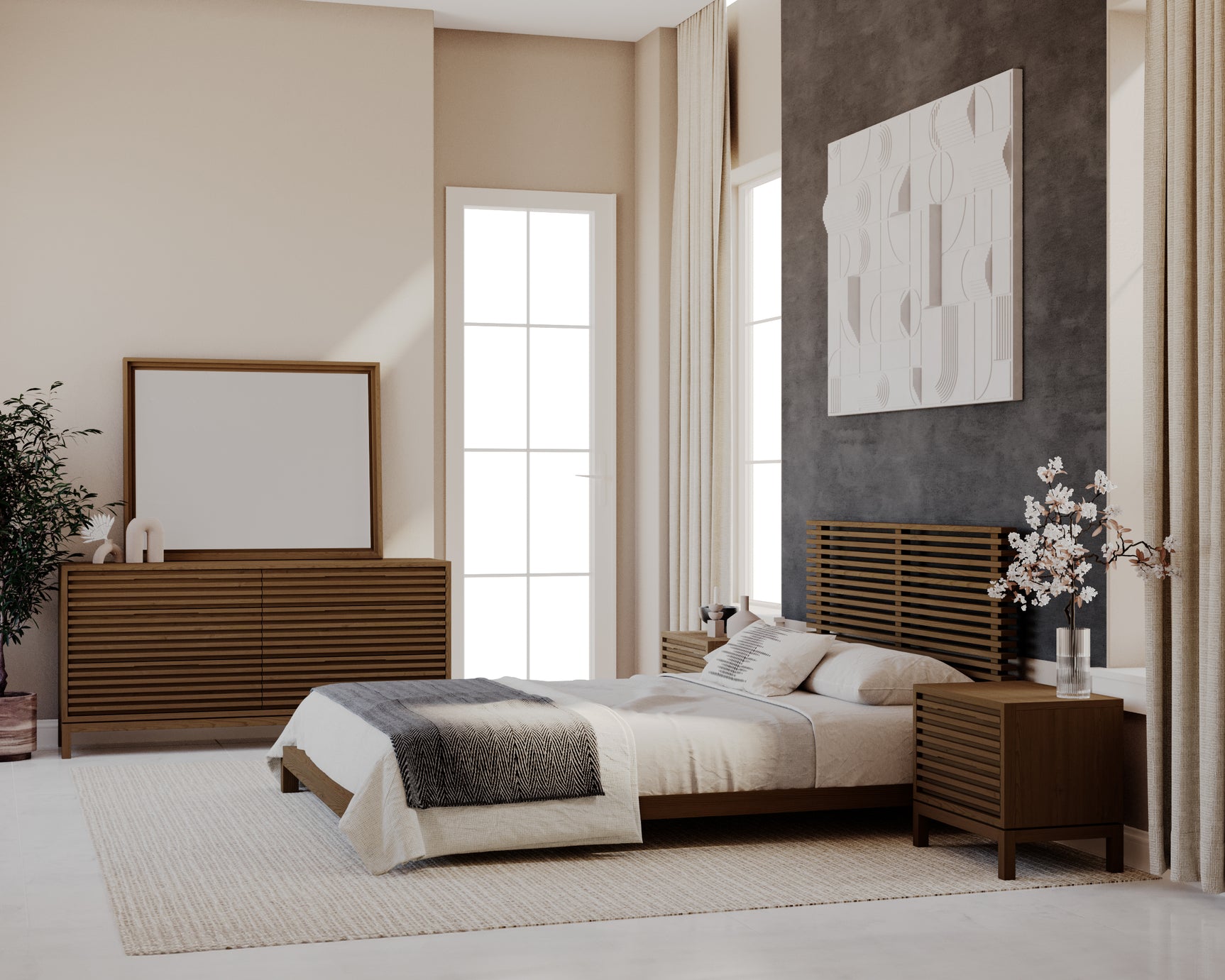 Tanner Eastern King Solid Ash Platform Bed in Roux - Ornate Home