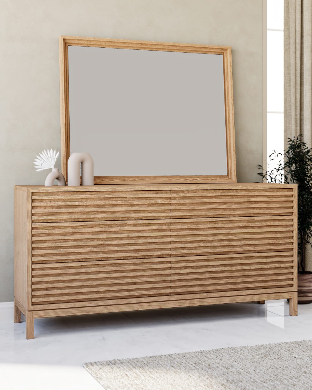 Tanner Flaxen Six Drawer Ash Wood Dresser - Ornate Home