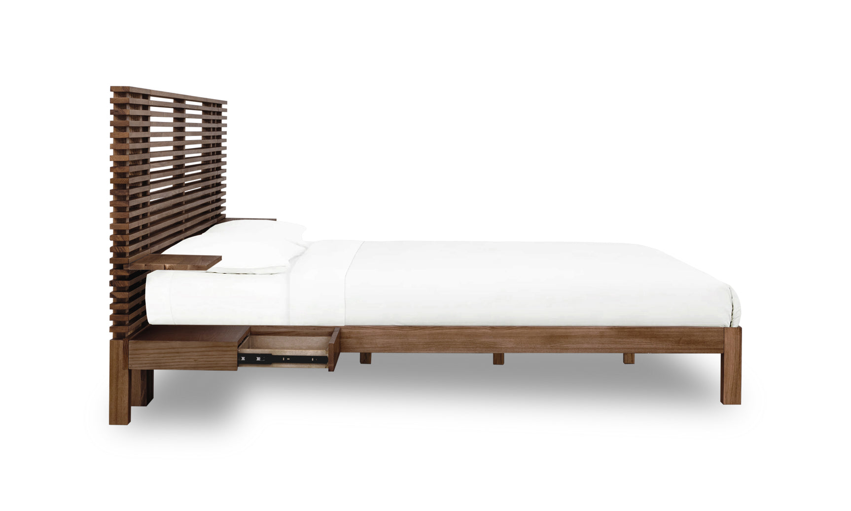 Tanner Solid Ash Queen Wall Bed with Integrated Nightstands in Roux - Ornate Home