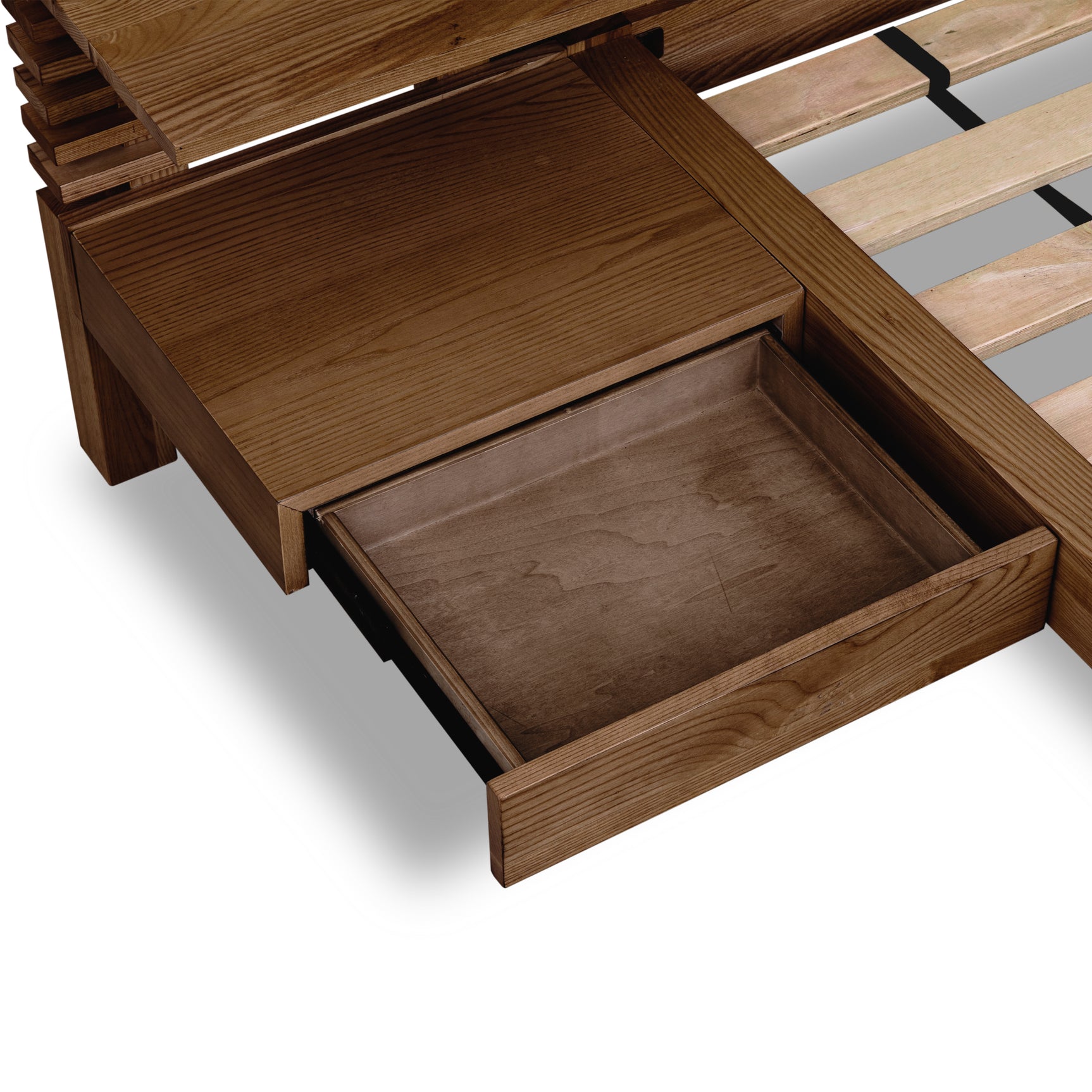 Tanner Solid Ash Queen Wall Bed with Integrated Nightstands in Roux - Ornate Home