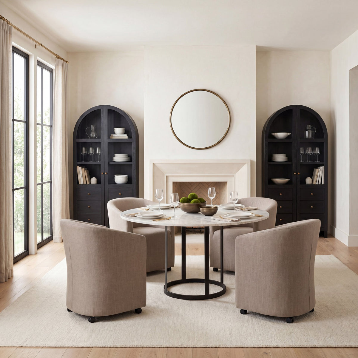 Tanner White/Black 48" Round Pedestal Dining Table - Ornate Home