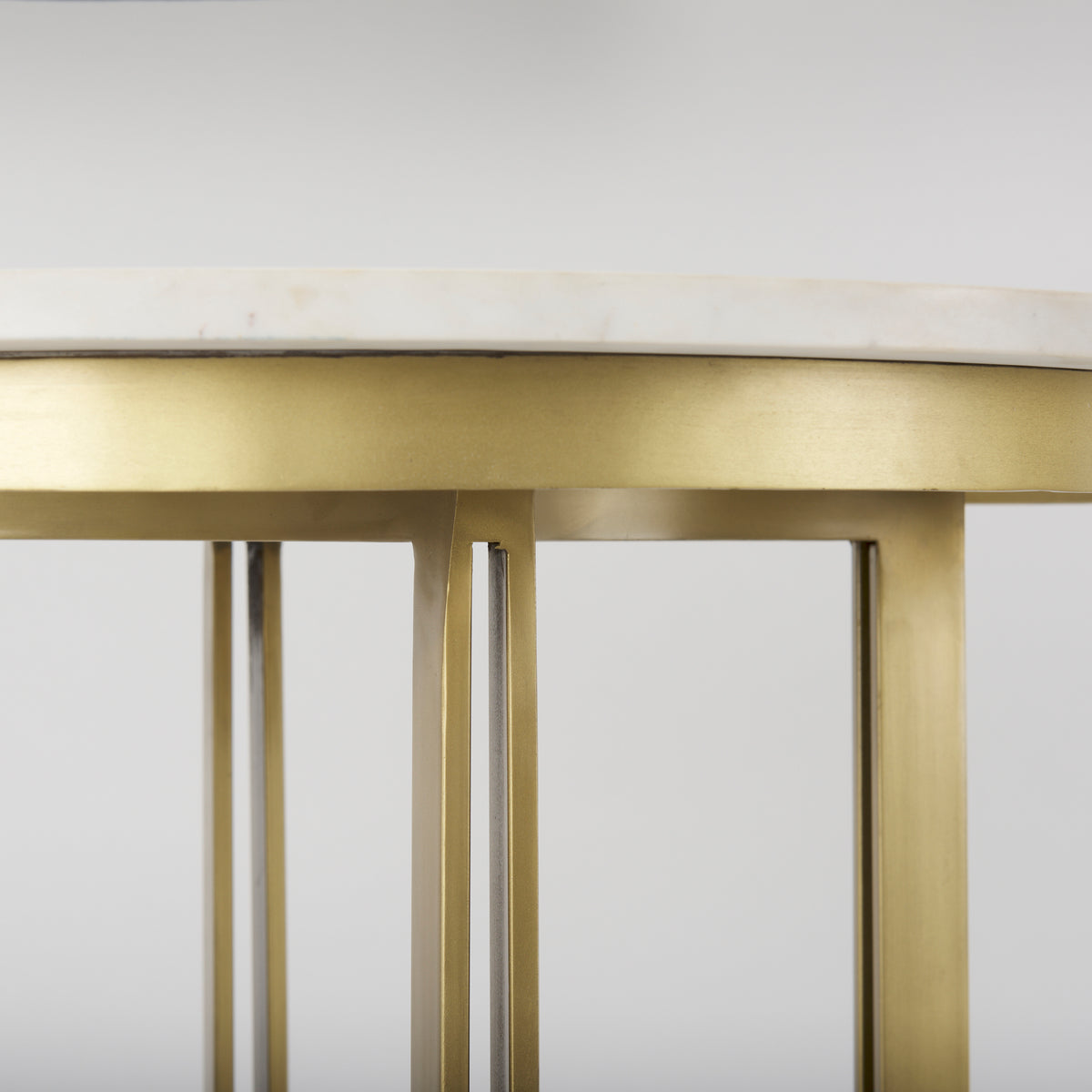 Tanner White/Matte Gold Pedestal Dining Table