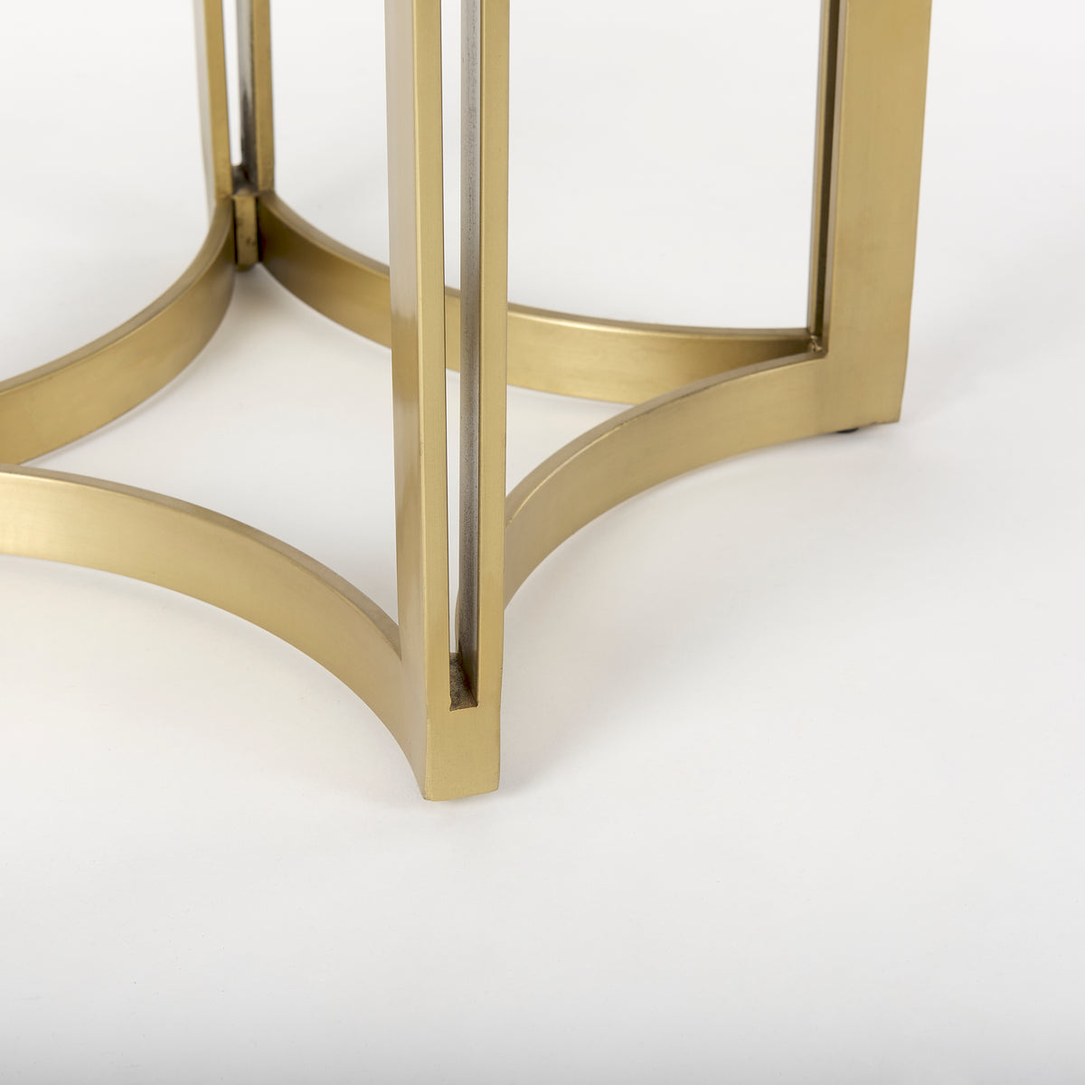 Tanner White/Matte Gold Pedestal Dining Table