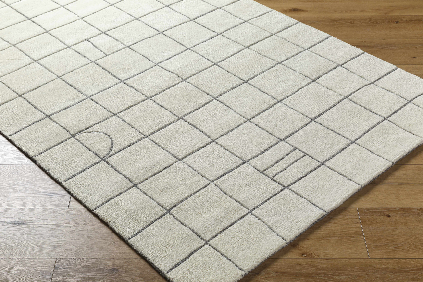 Tanya Pearl White Grid Wool Rug - Clearance - Ornate Home