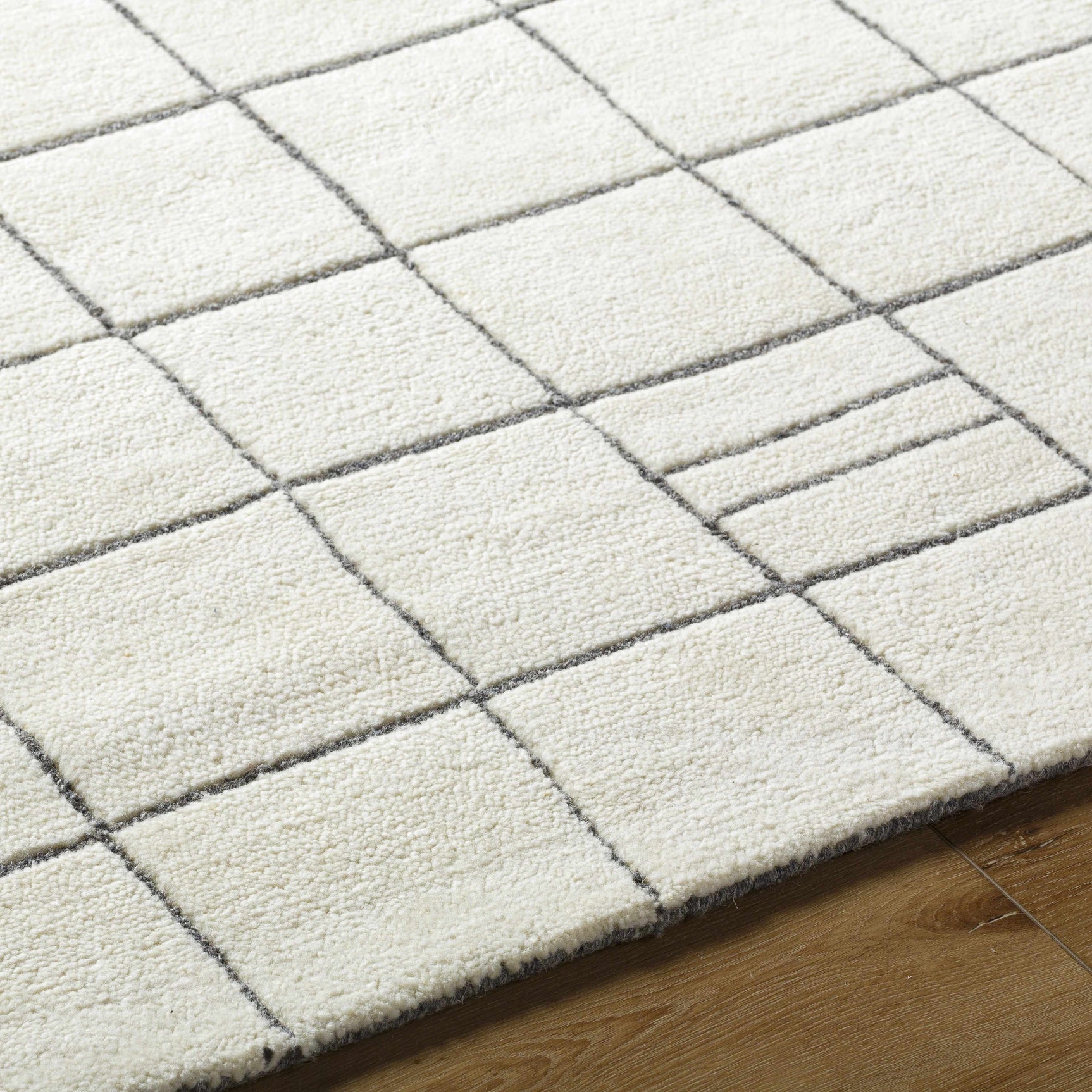 Tanya Pearl White Grid Wool Rug - Clearance - Ornate Home