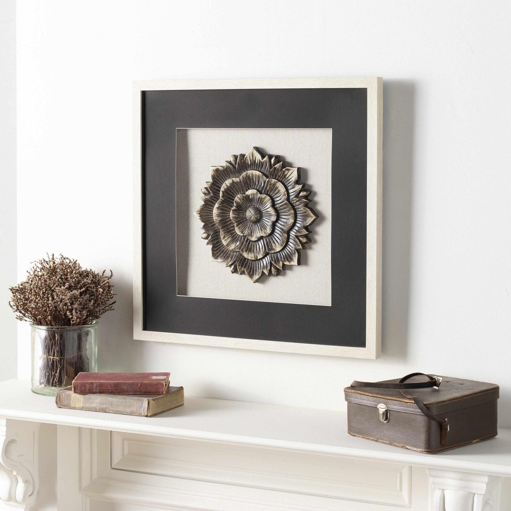Tanza Black Textured Floral Wall Art - Ornate Home