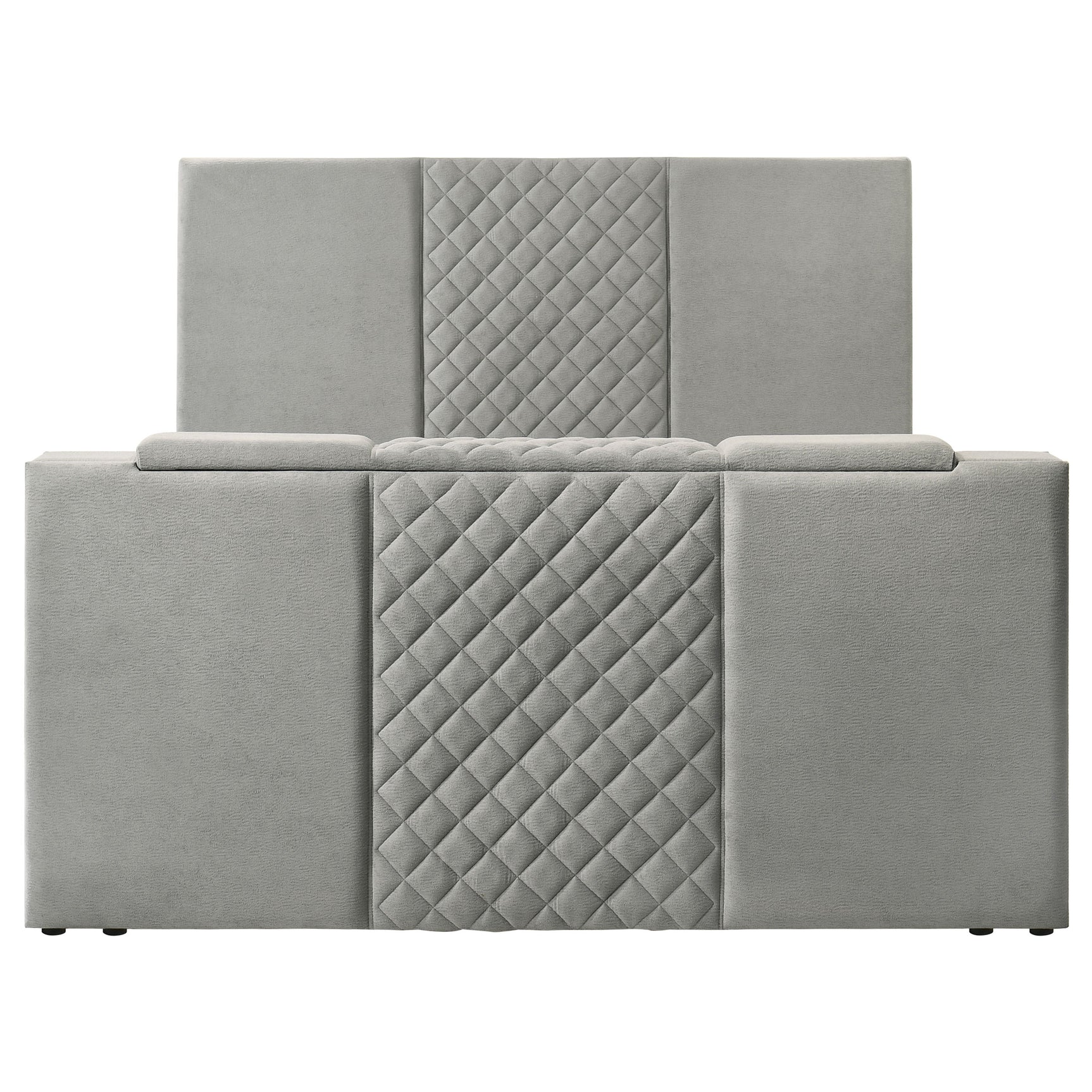 Tara Grey 61-inch Upholstered Eastern King Panel TV Bed - Ornate Home