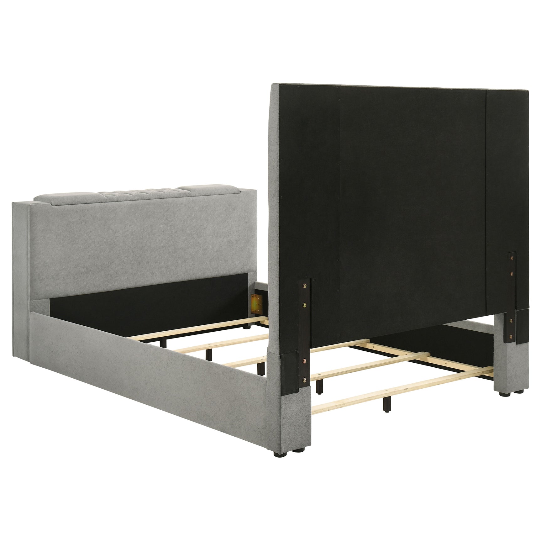 Tara Grey 61-inch Upholstered Queen Panel TV Bed - Ornate Home