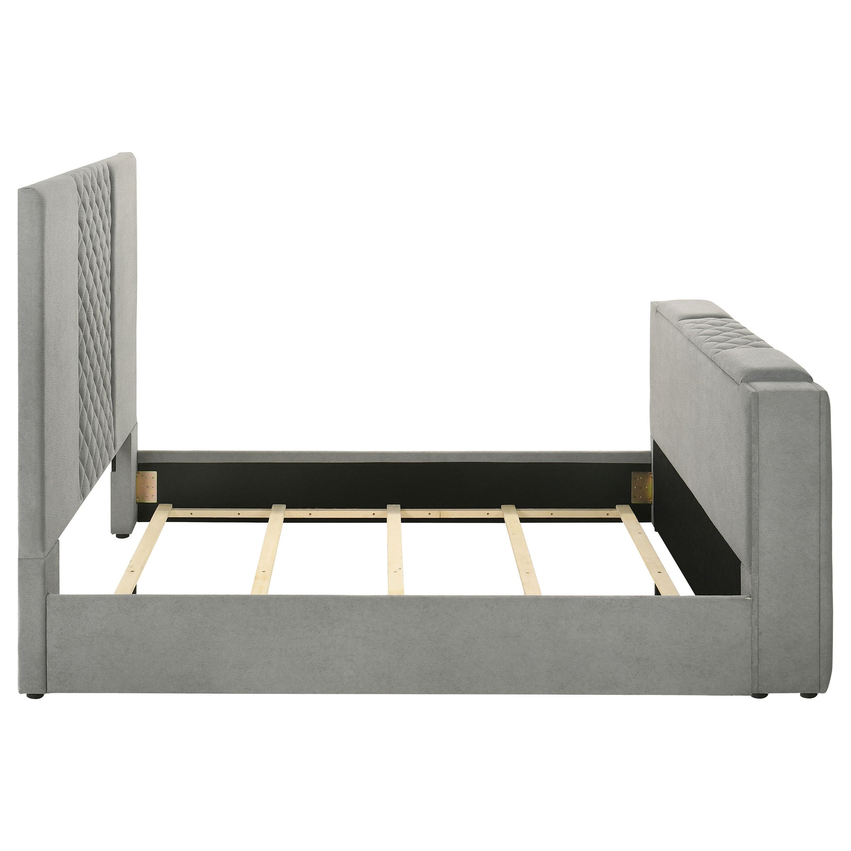 Tara Grey 61-inch Upholstered Queen Panel TV Bed - Ornate Home