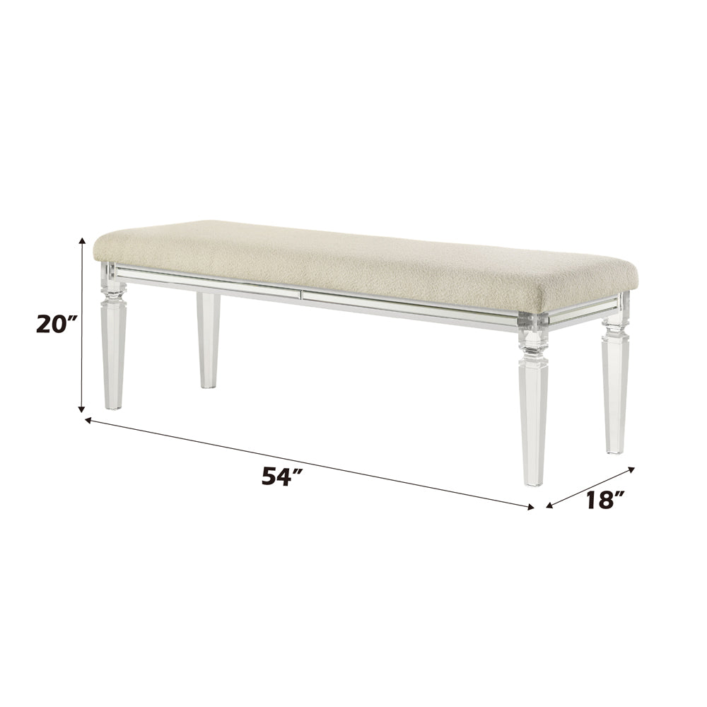 Tarian Pearl White Bench - Ornate Home