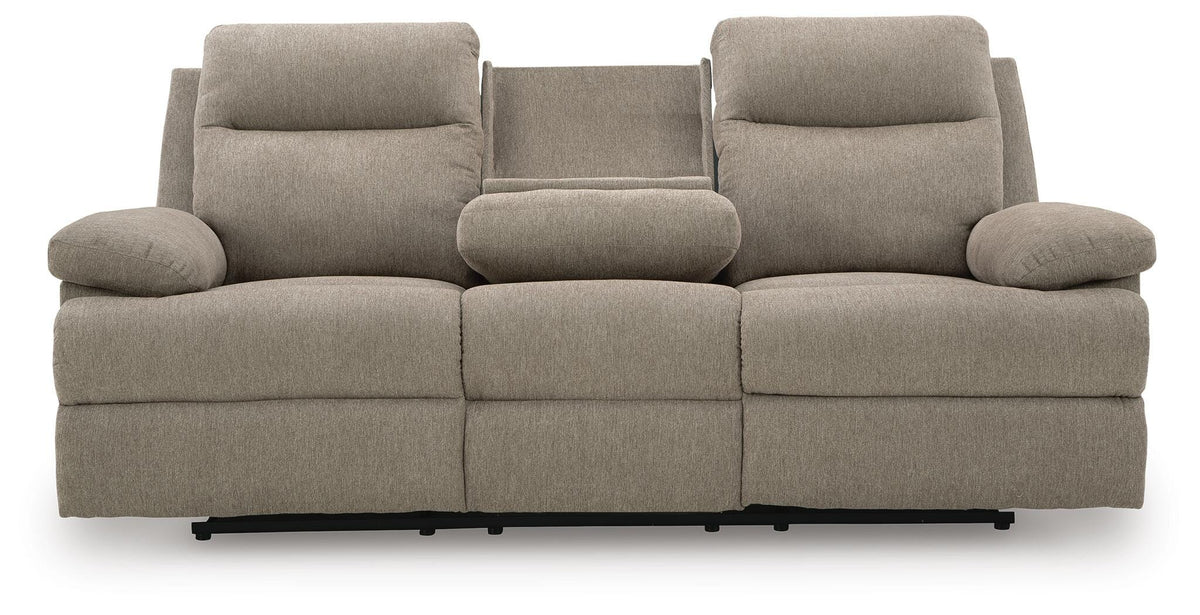 Tarrant Mocha Reclining Sofa with Drop Down Table - Ornate Home