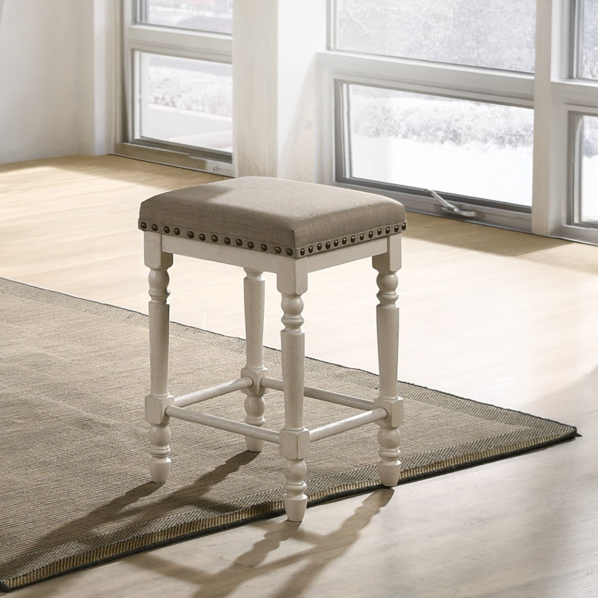Tasnim Tan/Antique White Counter Height Stool (Set of 2) - Ornate Home
