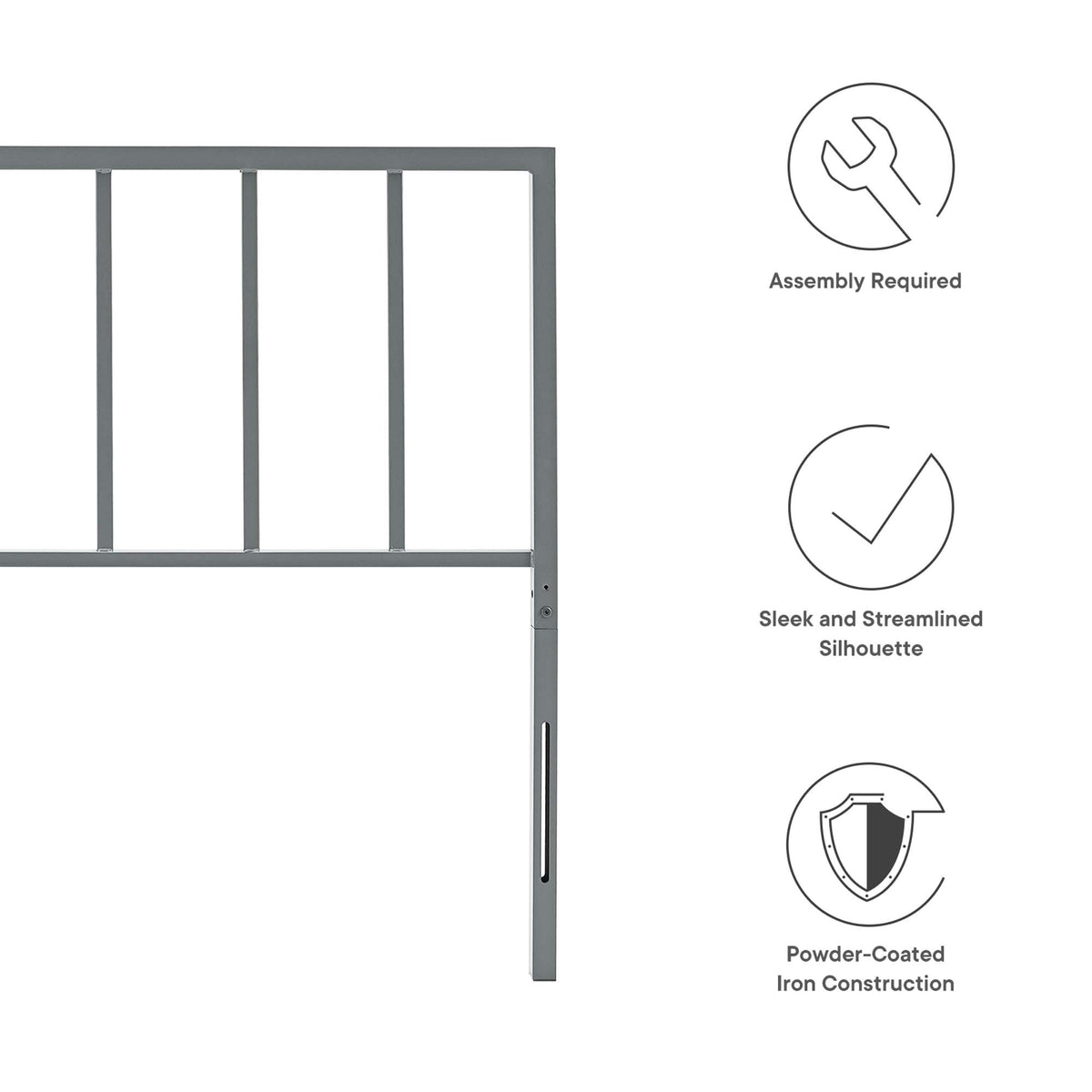 Tatum Gray Metal Full Headboard - Ornate Home