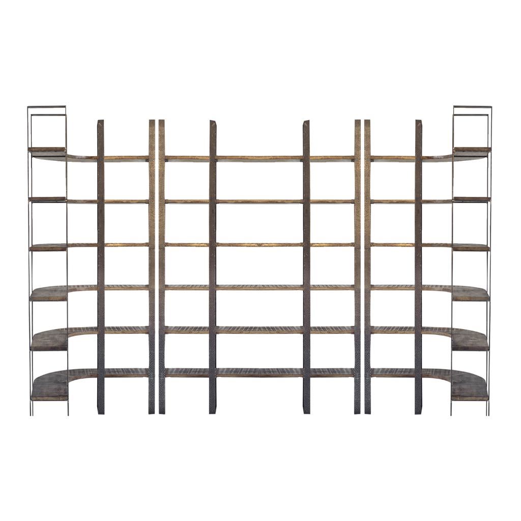 Taunton Brown/Black Wood and Iron Six Shelving Unit - Ornate Home