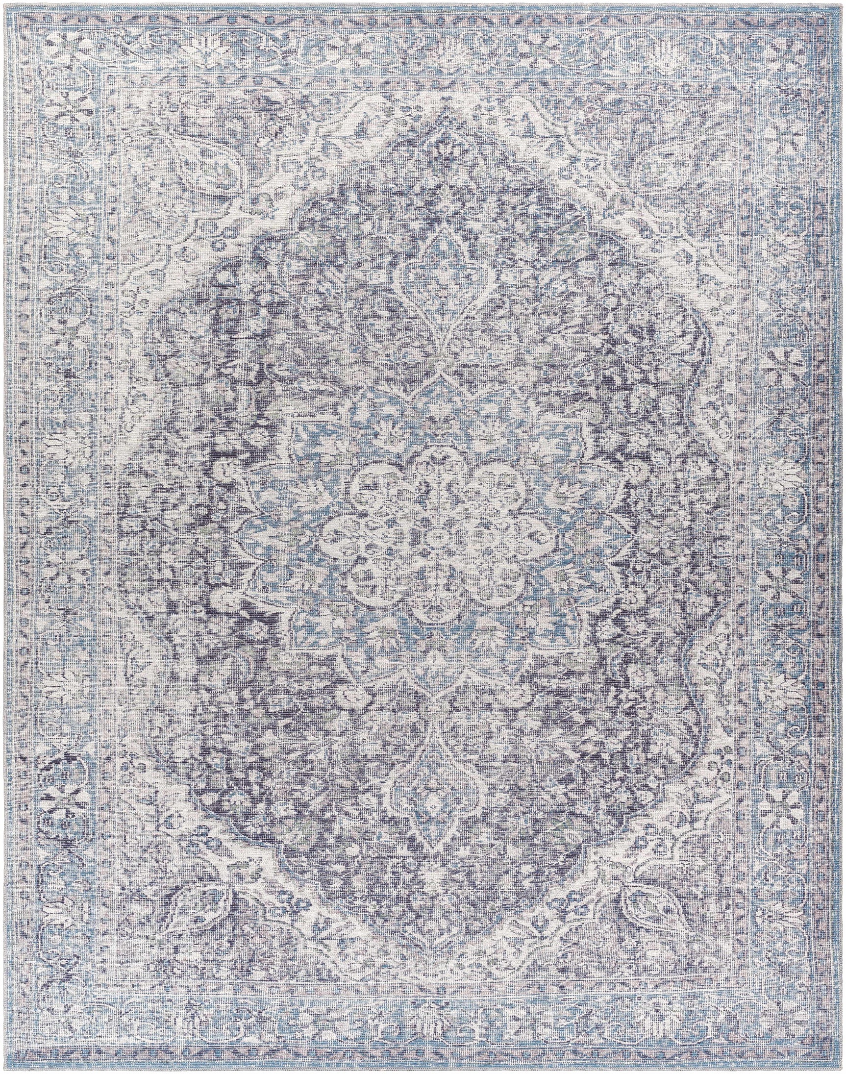 Tavas Blue Persian Style Washable Rug - Clearance - Ornate Home