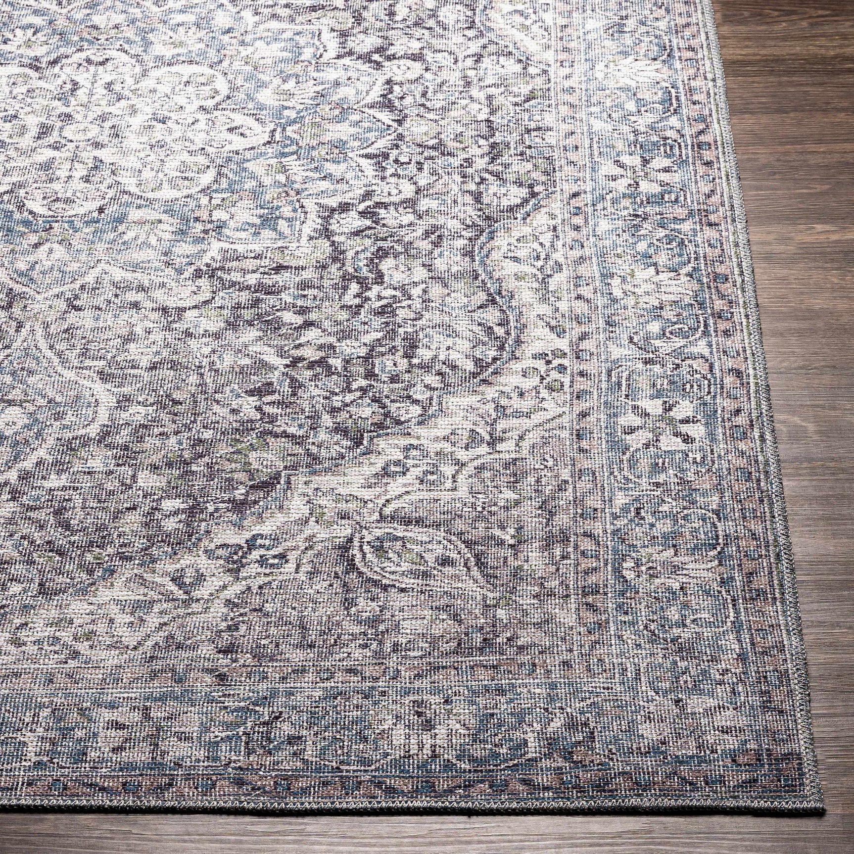 Tavas Blue Persian Style Washable Rug - Clearance - Ornate Home