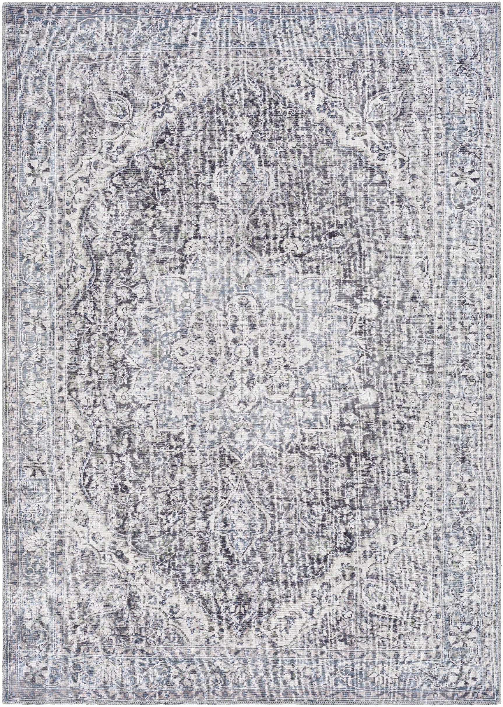 Tavas Blue Persian Style Washable Rug - Clearance - Ornate Home