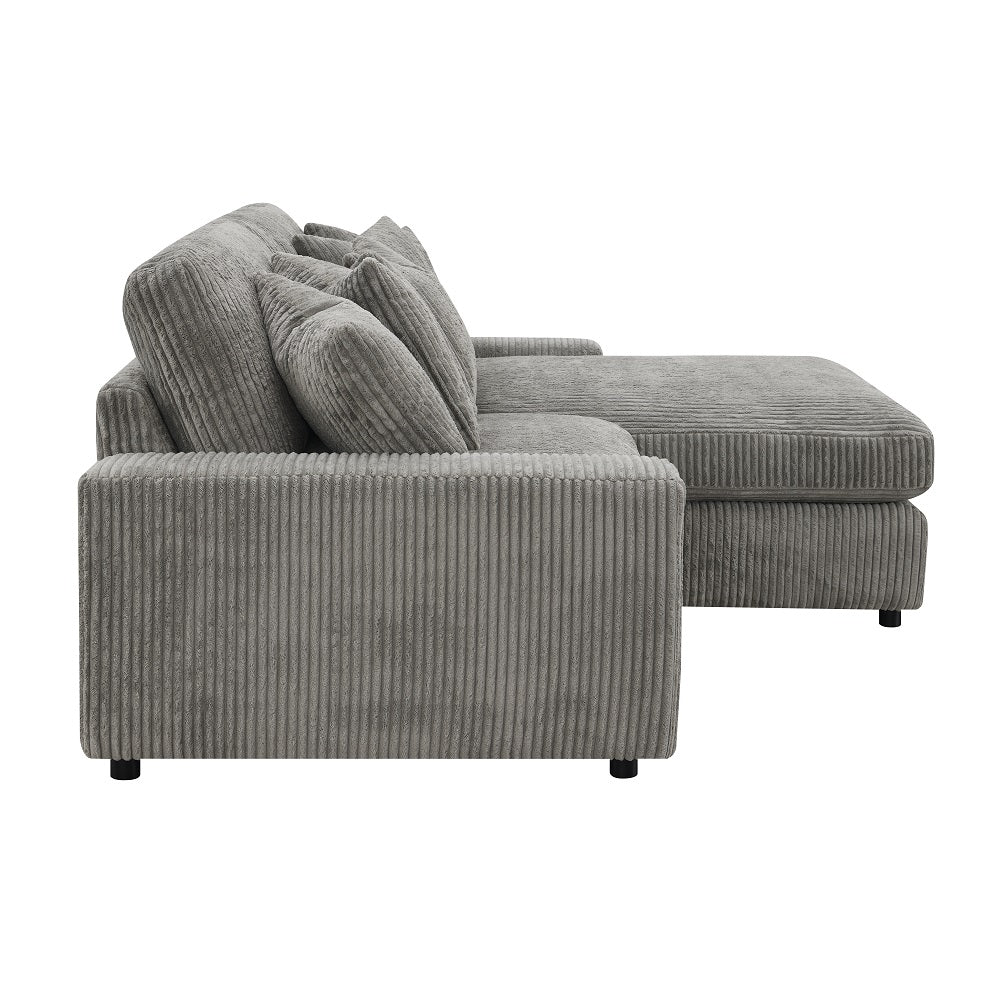Tavia Gray Sectional Sofa W/6 Pillows - Ornate Home