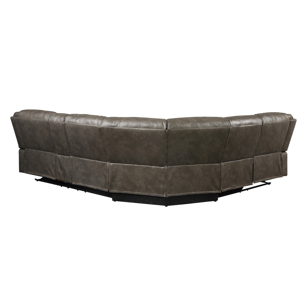 Tavin Taupe LeatherAire Match Manual Reclining Sectional Sofa (Motion) - Ornate Home