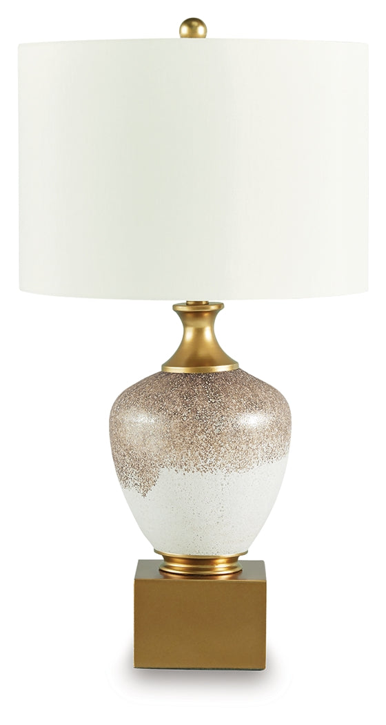 Tavisburg Brown/White/Gold Table Lamp - Ornate Home