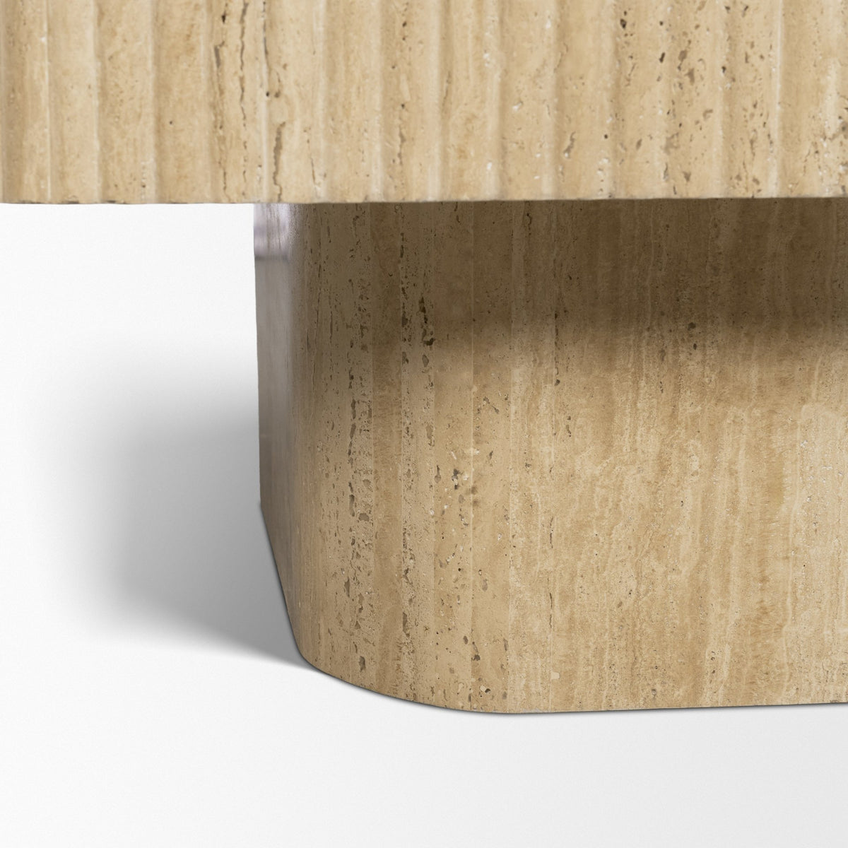 Tavora Beige Ribbed Square Travertine Coffee Table