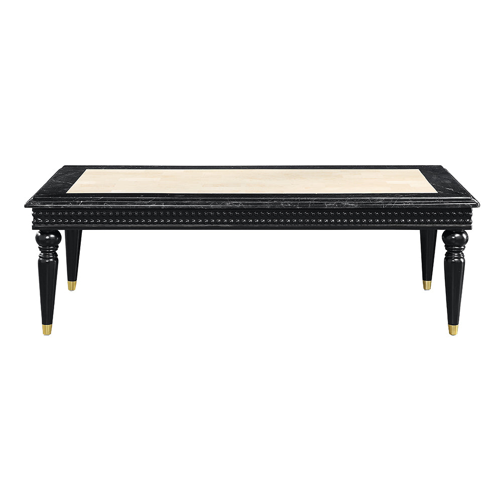 Tayden Natural/Black Coffee Table w/ Marble Top - Ornate Home