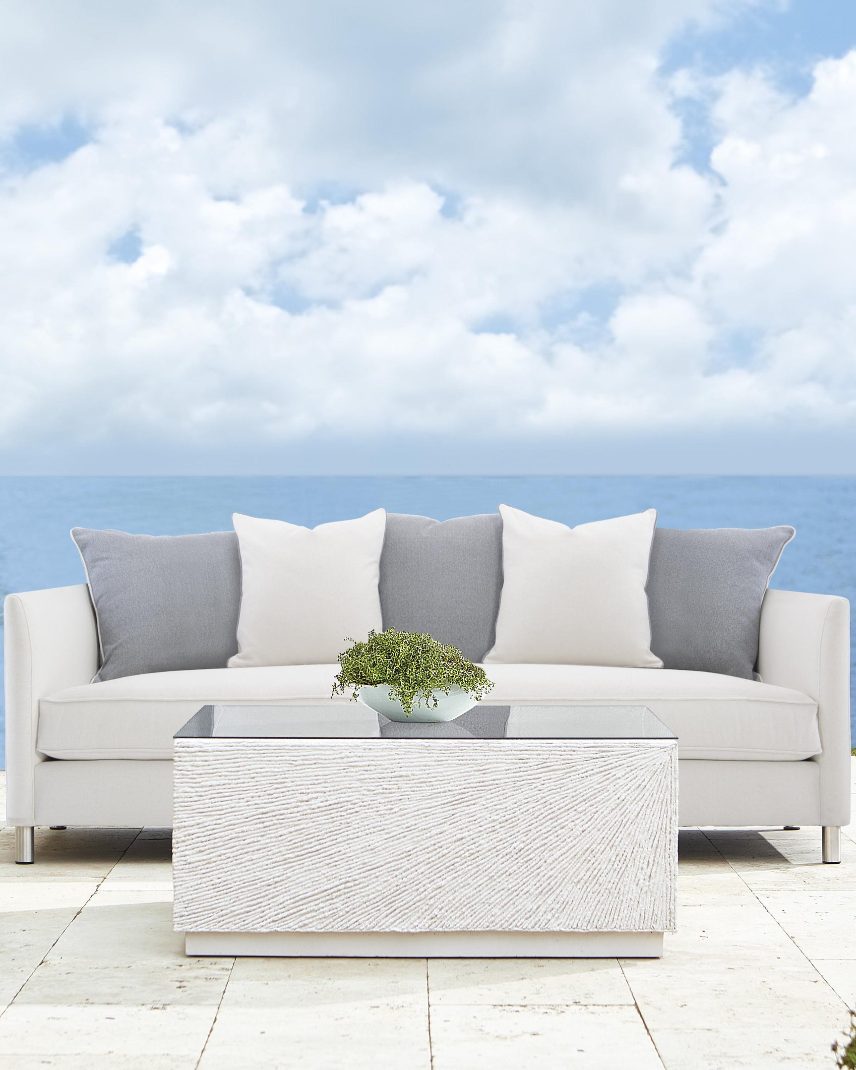 Taylor White/Cream Outdoor Sofa - Ornate Home