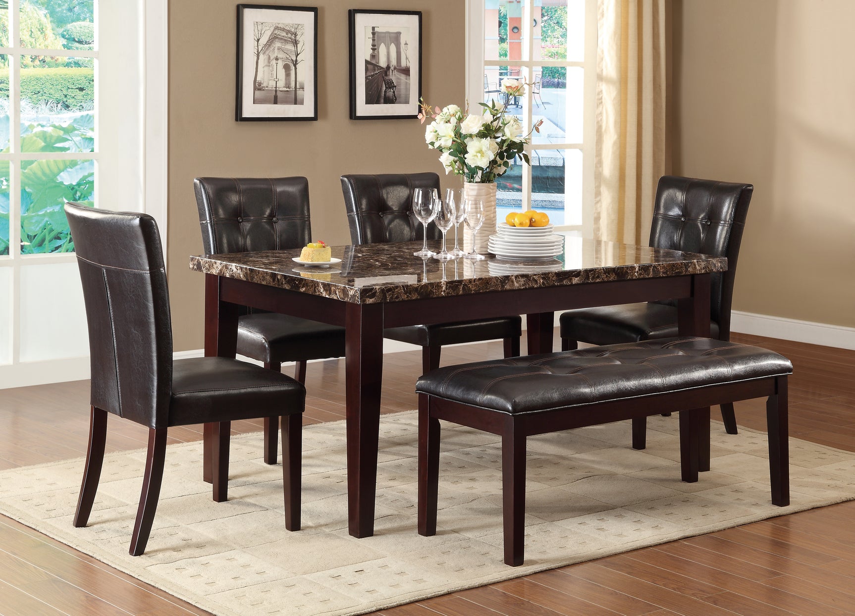 Teague Faux Marble Top Dining Room Table - Ornate Home
