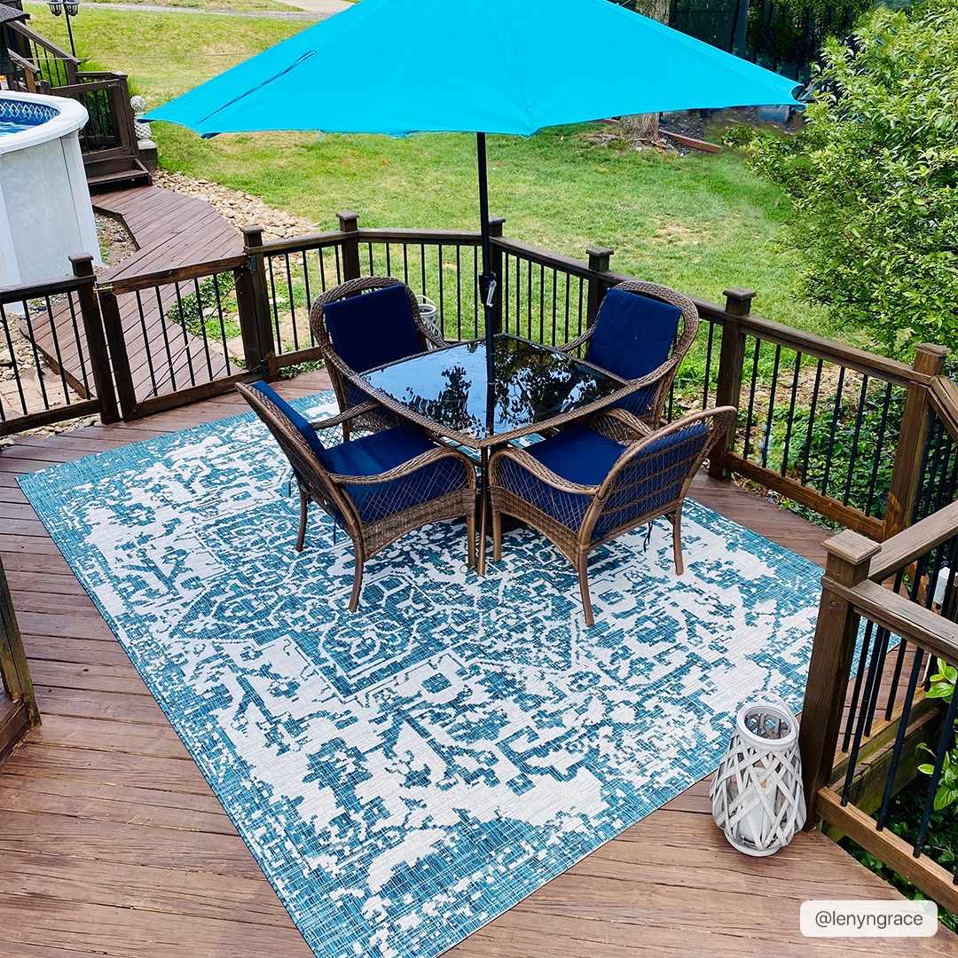 Teal Kilmacolm Indoor & Outdoor Area Rug - Clearance - Ornate Home