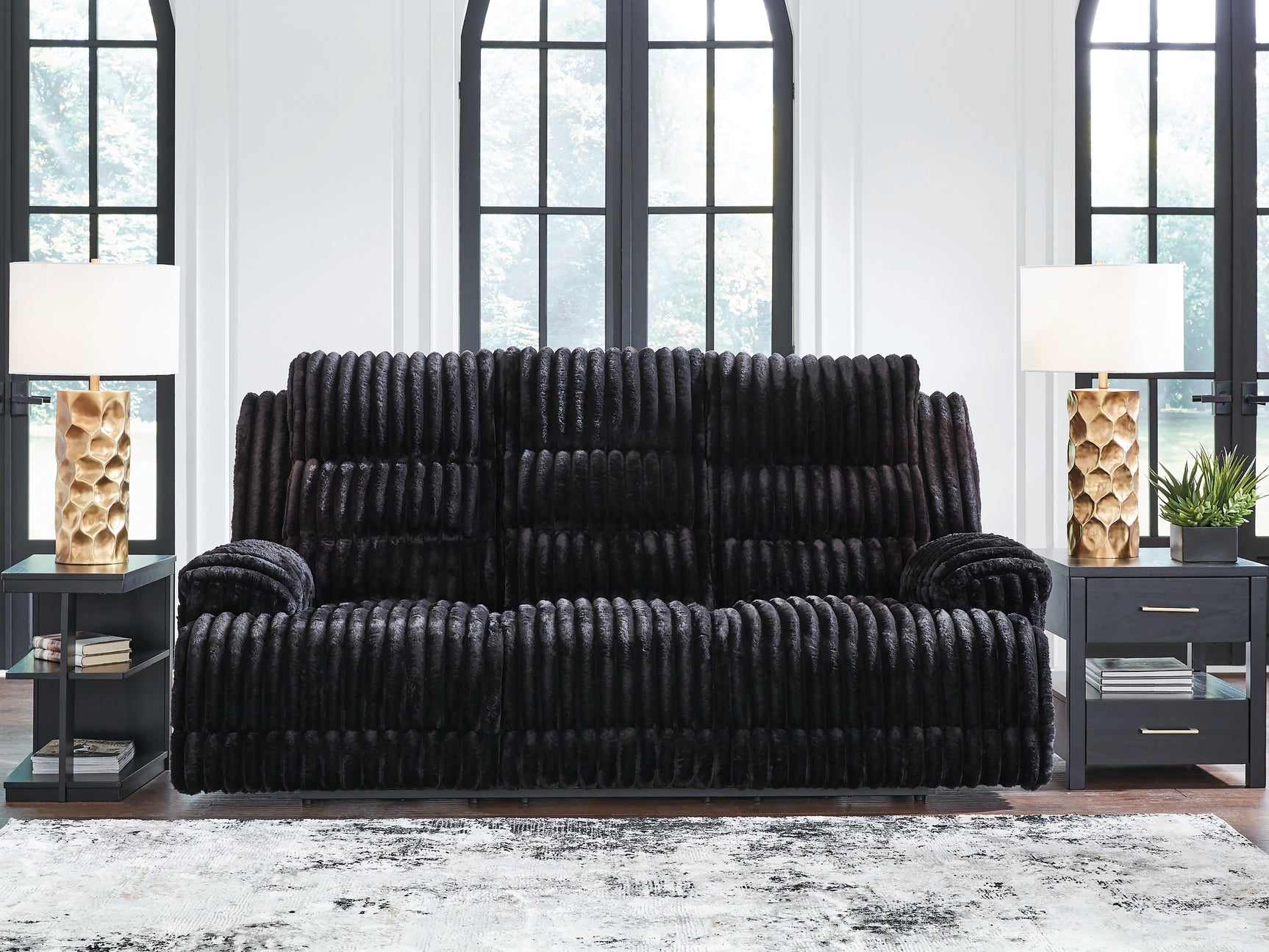 Technique Onyx Power Reclining Sofa with Drop Down Table - Ornate Home