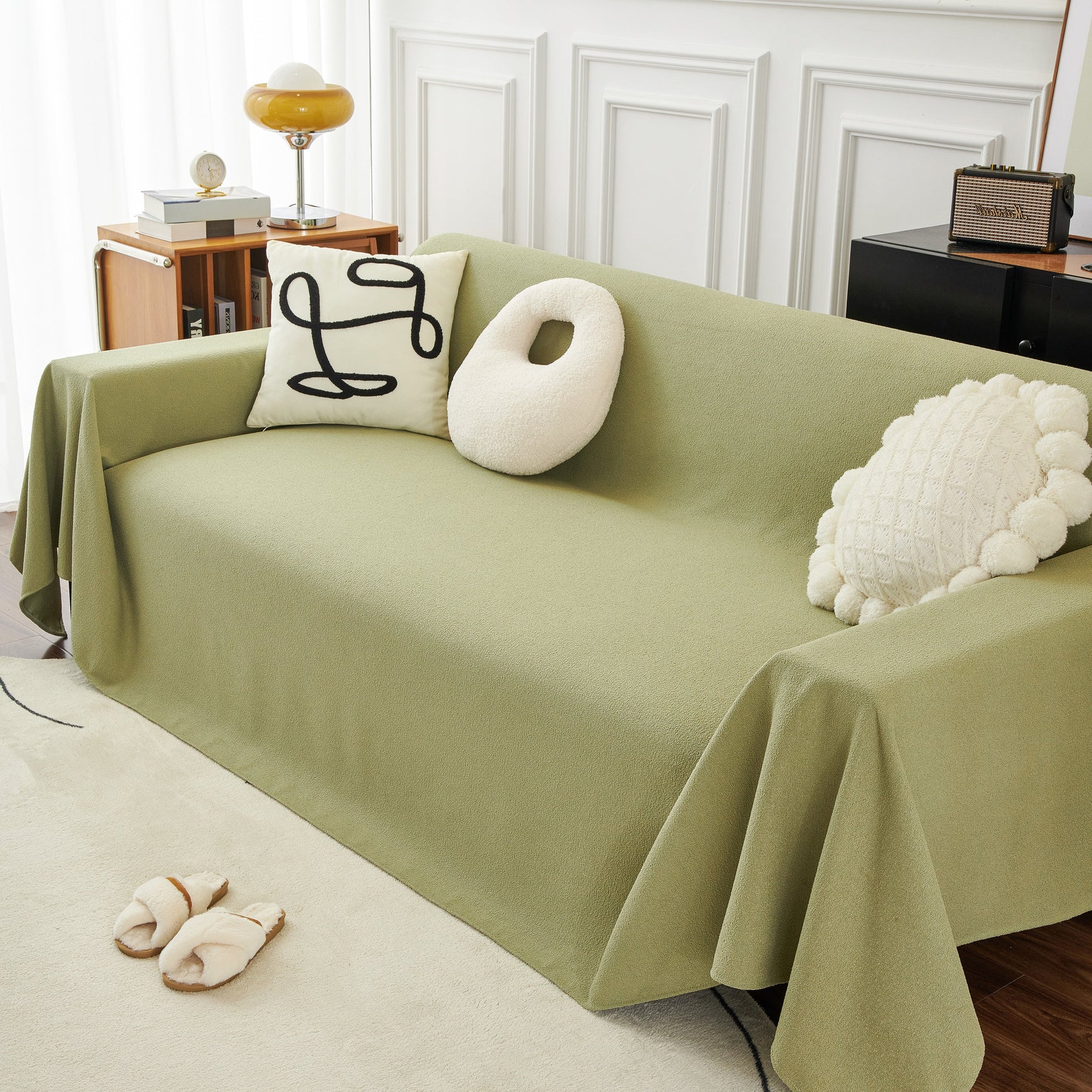 Teddy Throw Blanket and Stylish Slipcover for Couch, Waterproof Sofa Cover for Pets - Ornate Home