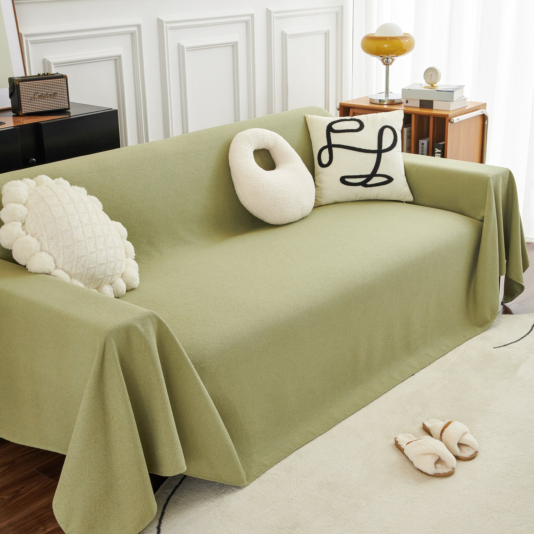 Teddy Throw Blanket and Stylish Slipcover for Couch, Waterproof Sofa Cover for Pets - Ornate Home