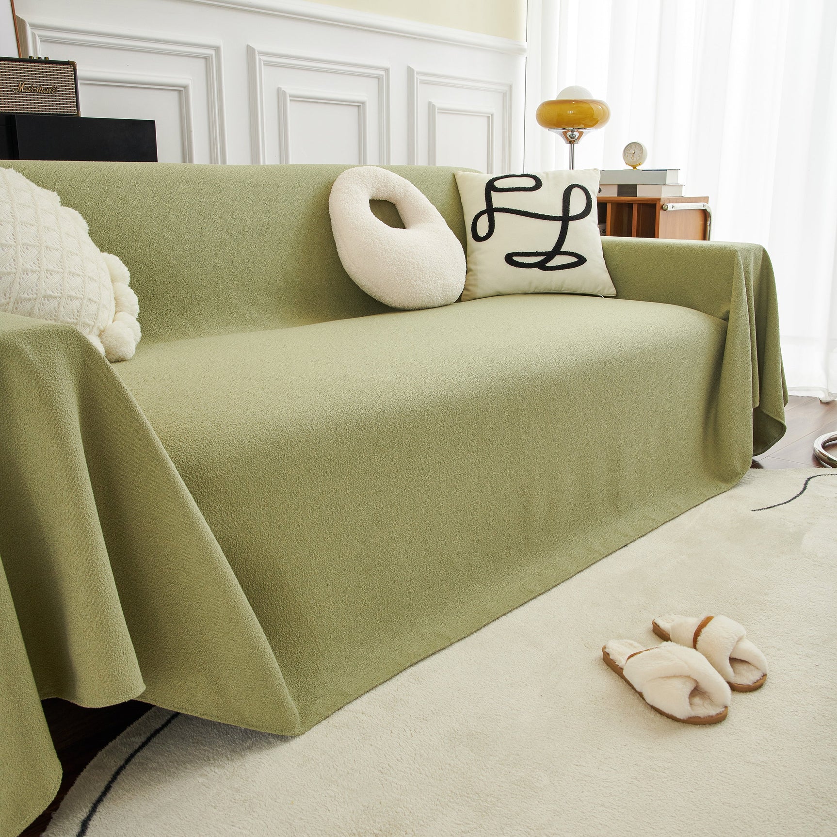 Teddy Throw Blanket and Stylish Slipcover for Couch, Waterproof Sofa Cover for Pets - Ornate Home