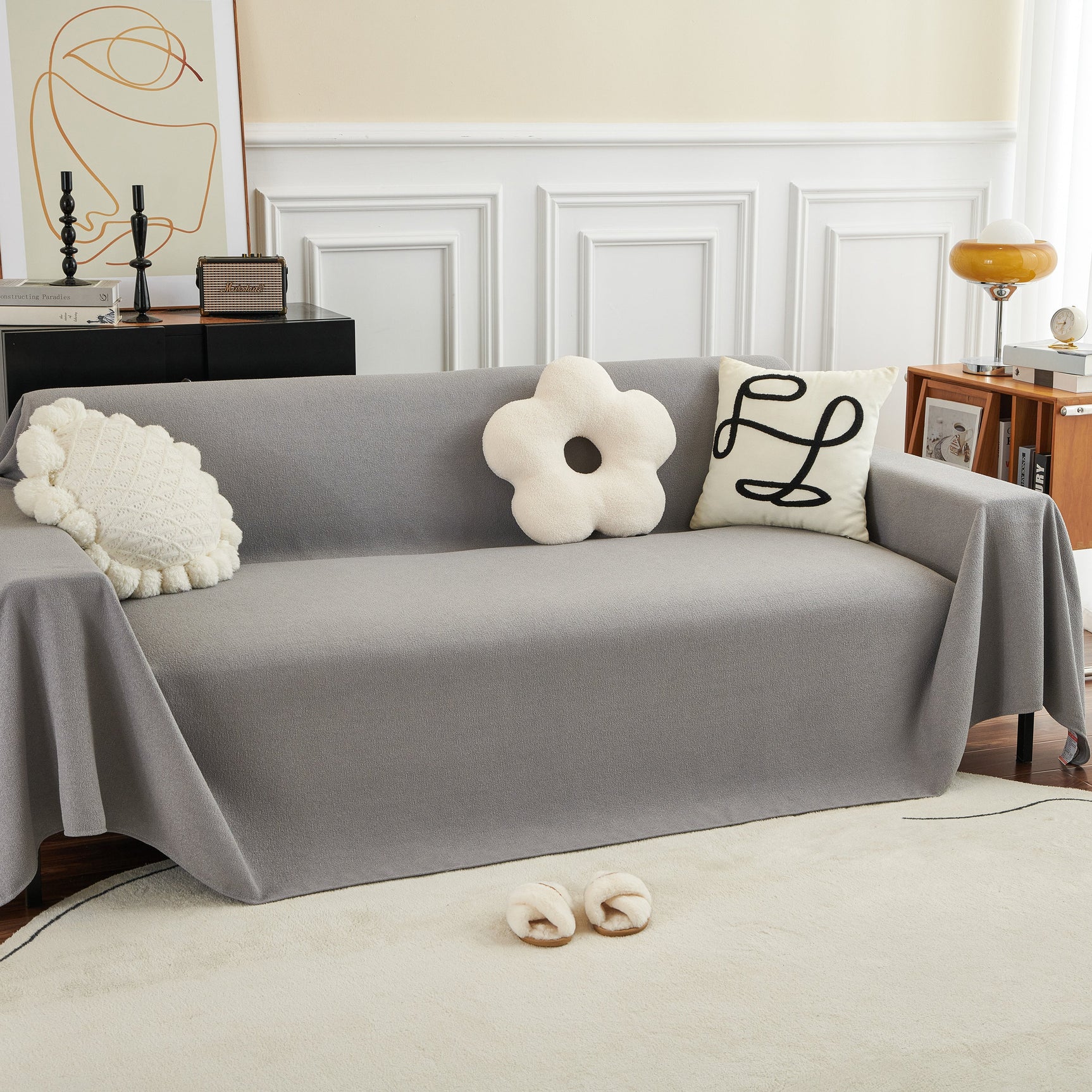 Teddy Throw Blanket and Stylish Slipcover for Couch, Waterproof Sofa Cover for Pets - Ornate Home
