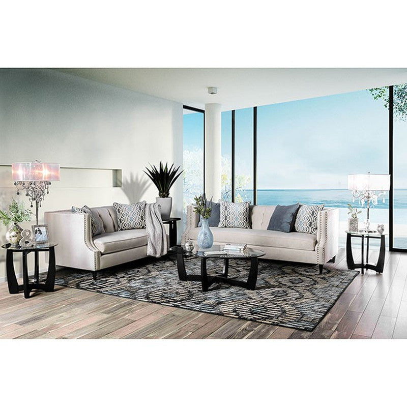 Tegan Beige/Light Blue Loveseat - Ornate Home