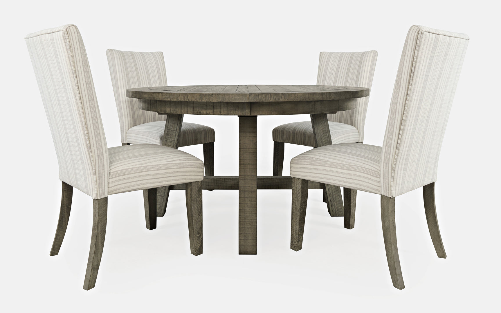 Telluride Driftwood Round Dining Table w/ 4 Uph Chairs - Ornate Home