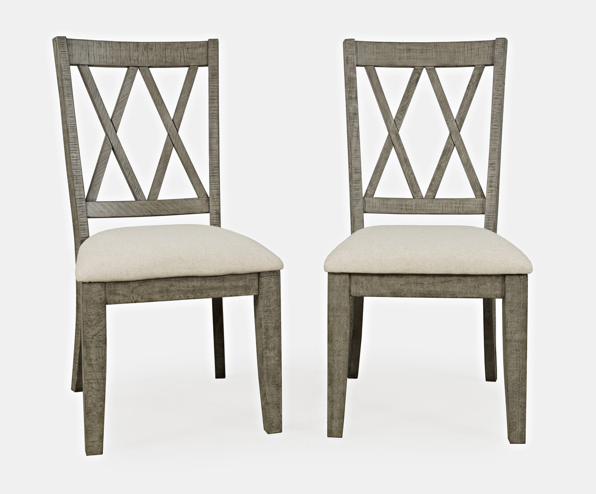 Telluride Driftwood Round Dining Table w/ 4 X-Back Chairs - Ornate Home