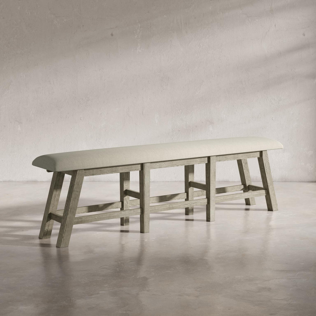 Telluride Driftwood Trestle Counter Dining Table w/ 4 Stools, Bench - Ornate Home