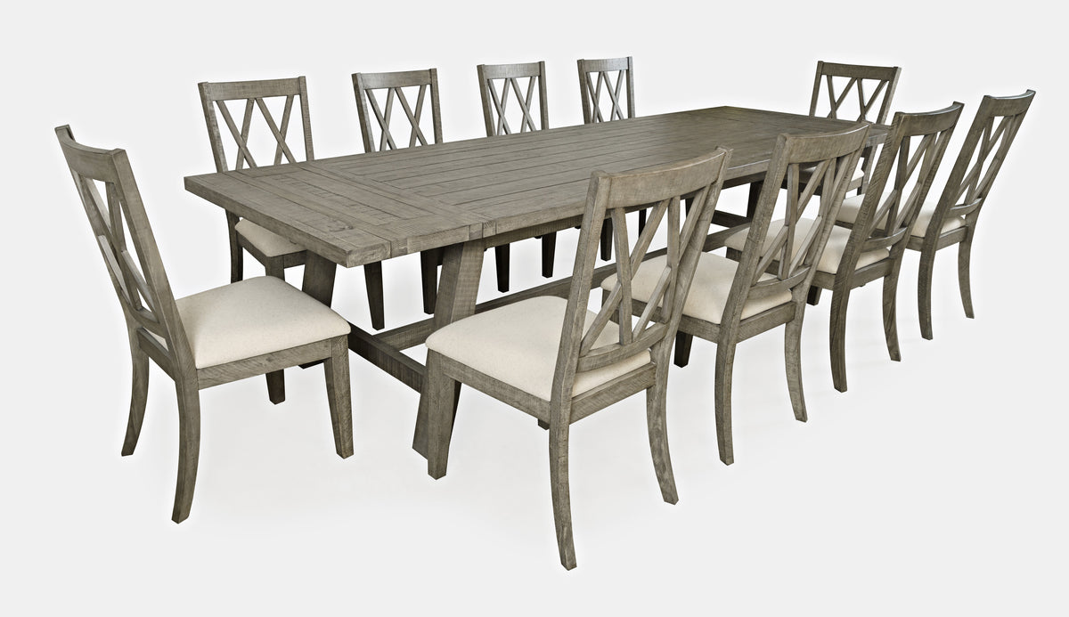 Telluride Driftwood Trestle Dining Table w/ 10 Chairs - Ornate Home
