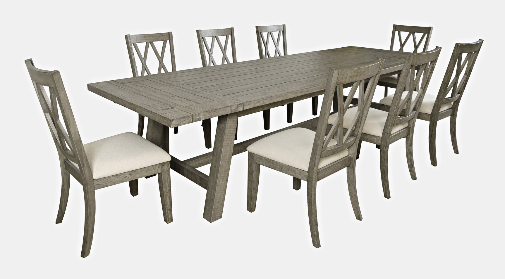 Telluride Driftwood Trestle Dining Table w/ 8 Chairs - Ornate Home